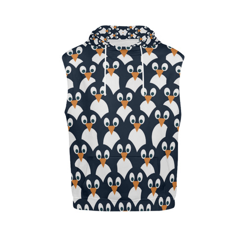 Penguin Pattern All Over Print Sleeveless Hoodie for Women (Model H15)