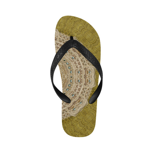 golden forest silver tree in wood mandala Flip Flops for Men/Women (Model 040)