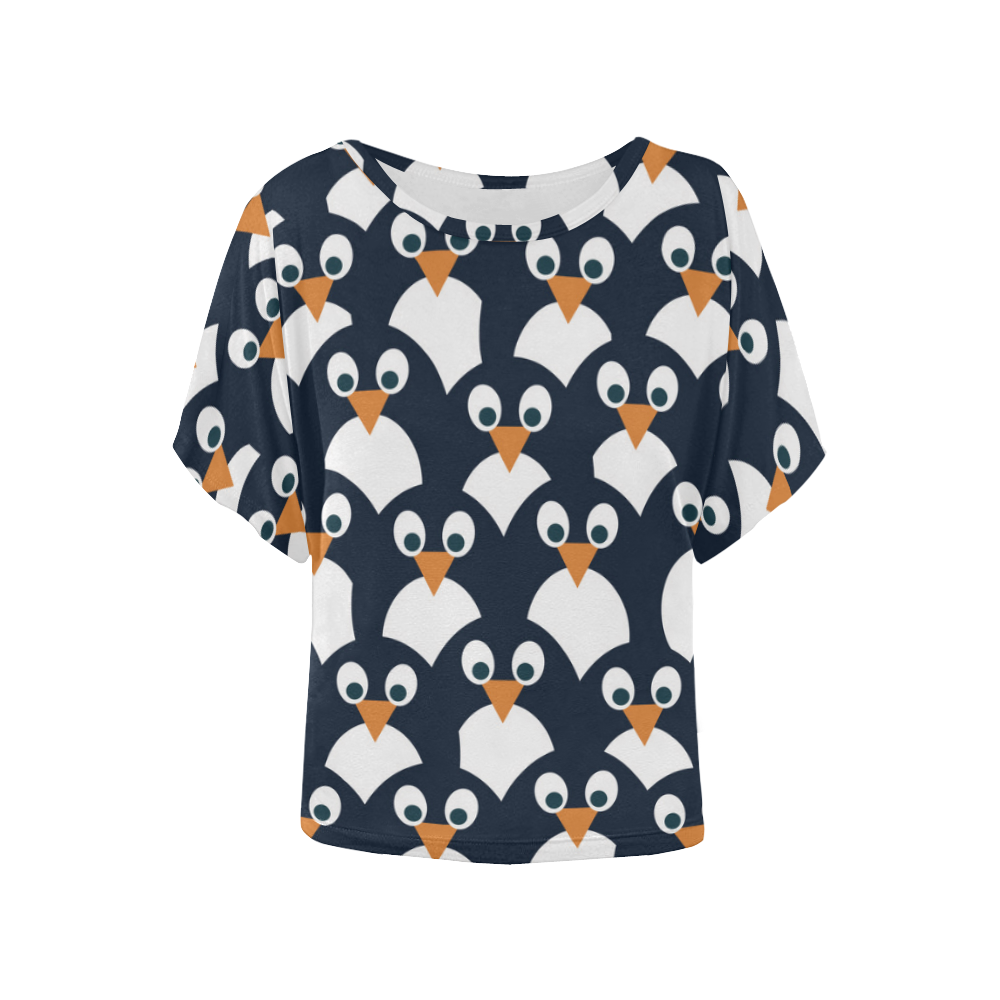 Penguin Pattern Women's Batwing-Sleeved Blouse T shirt (Model T44)