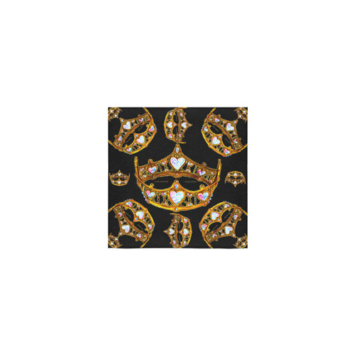 Gold Queen of Hearts Crowns Tiaras on black background 6x6in by Kristie Hubler Square Towel 13“x13”