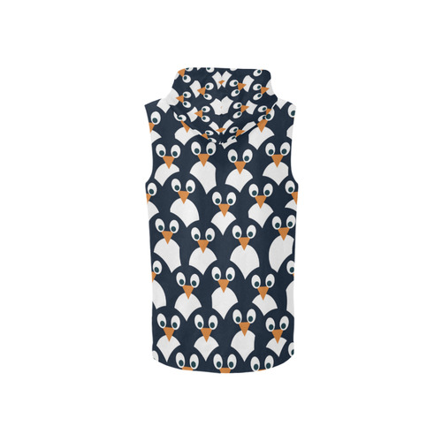 Penguin Pattern All Over Print Sleeveless Zip Up Hoodie for Women (Model H16)