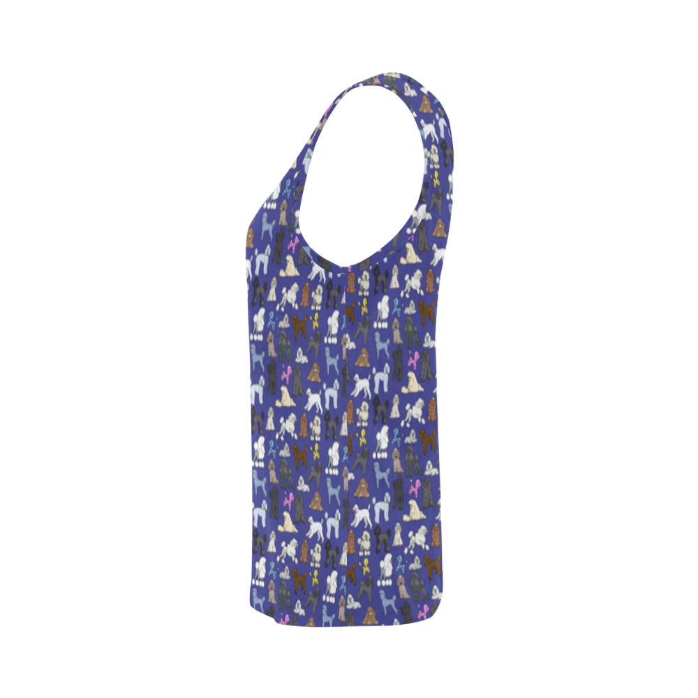 Poodle Tank Navy All Over Print Tank Top for Women (Model T43)