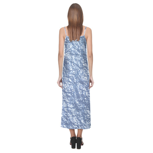 crumpled foil 17D by JamColors V-Neck Open Fork Long Dress(Model D18)