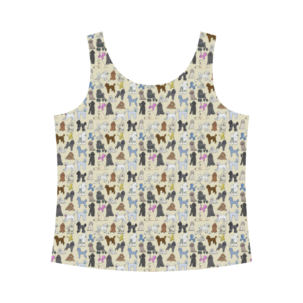 Poodle Tank Cream All Over Print Tank Top for Women (Model T43)