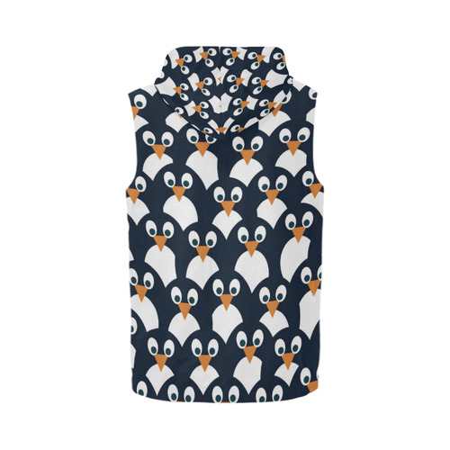 Penguin Pattern All Over Print Sleeveless Zip Up Hoodie for Men (Model H16)