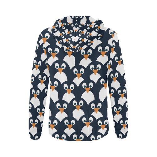 Penguin Pattern All Over Print Full Zip Hoodie for Women (Model H14)