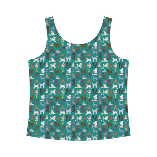 Poodle Tank Teal All Over Print Tank Top for Women (Model T43)