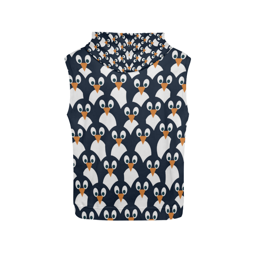 Penguin Pattern All Over Print Sleeveless Hoodie for Men (Model H15)