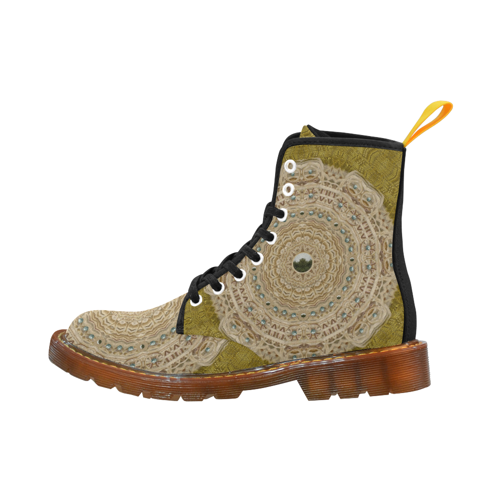 golden forest silver tree in wood mandala Martin Boots For Women Model 1203H