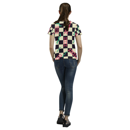 Snakes and Ladders Game All Over Print T-Shirt for Women (USA Size) (Model T40)