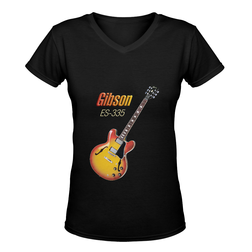 Wonderful Vintage Gibson ES-335 Women's Deep V-neck T-shirt (Model T19)