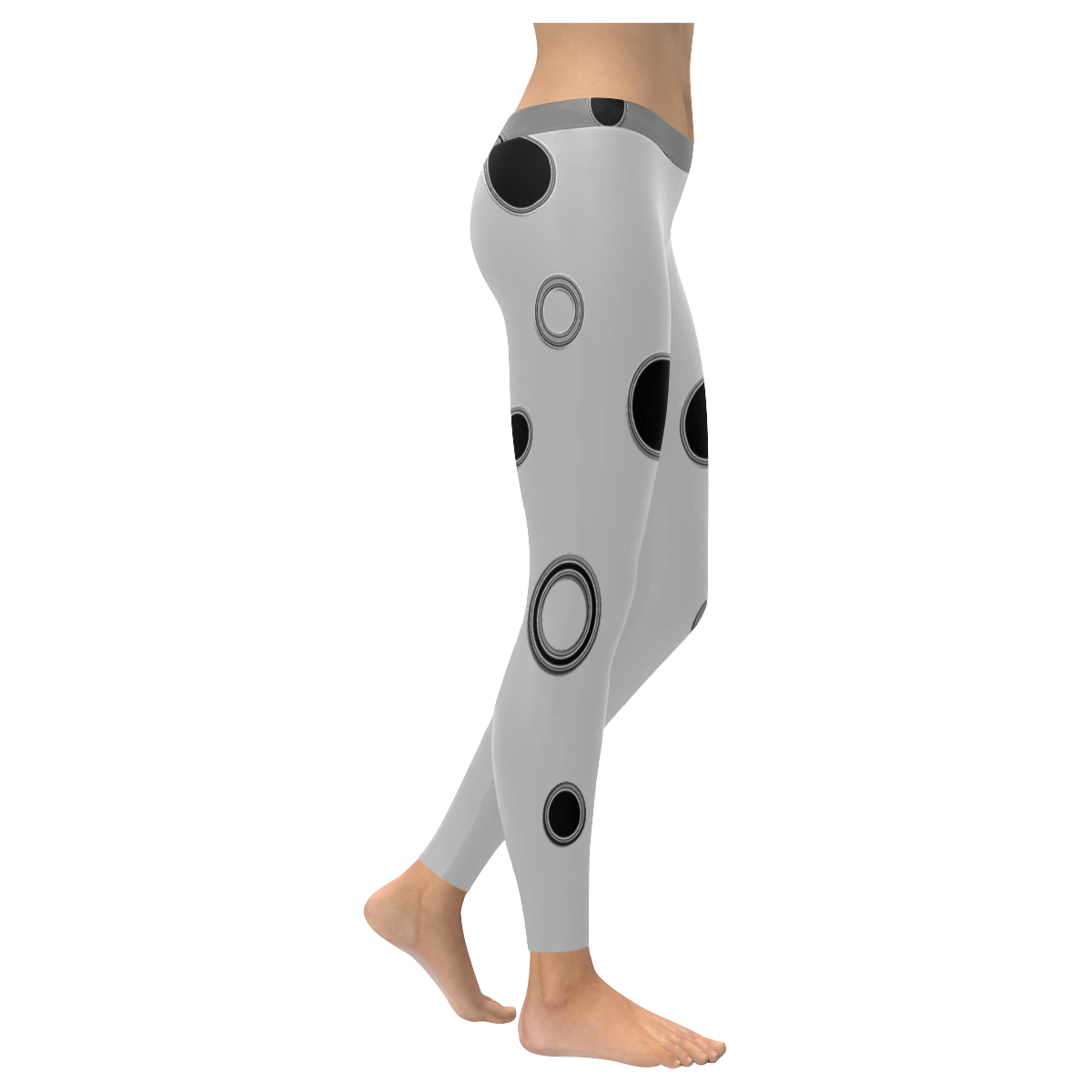 Black Polka Dots Women's Low Rise Leggings (Invisible Stitch) (Model L05)