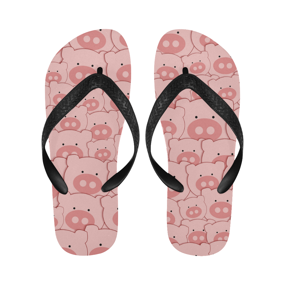 Pink Piggy Pigs Flip Flops for Men/Women (Model 040)