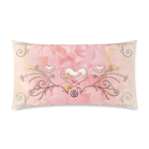 Hearts, soft colors Rectangle Pillow Case 20"x36"(Twin Sides)