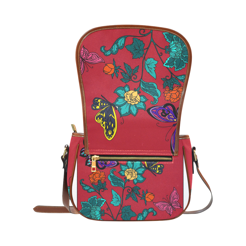 Flowers Saddle Bag/Small (Model 1649) Full Customization