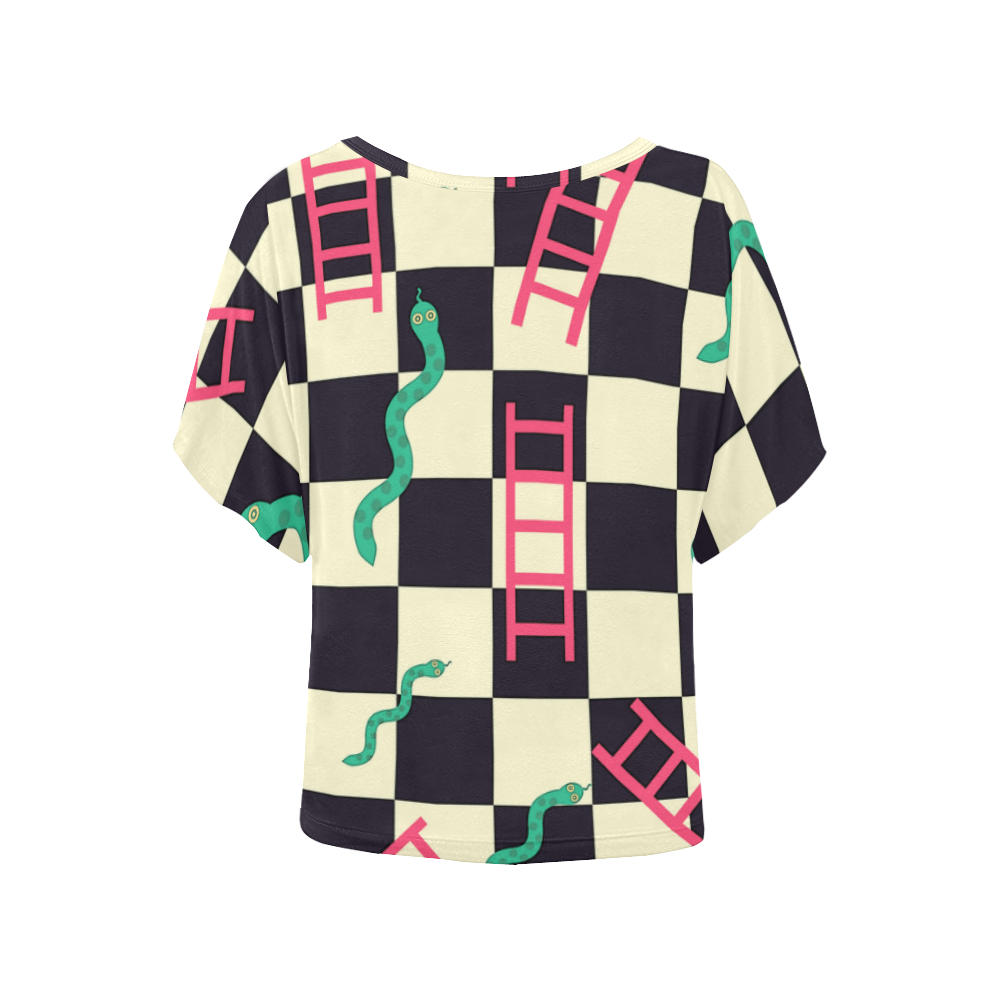 Snakes and Ladders Game Women's Batwing-Sleeved Blouse T shirt (Model T44)