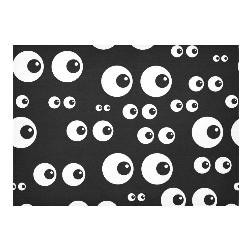 Black And White Eyes Cotton Linen Tablecloth 60"x 84"