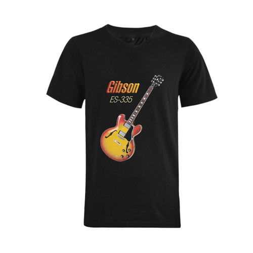 Wonderful Vintage Gibson ES-335 Men's V-Neck T-shirt  Big Size(USA Size) (Model T10)
