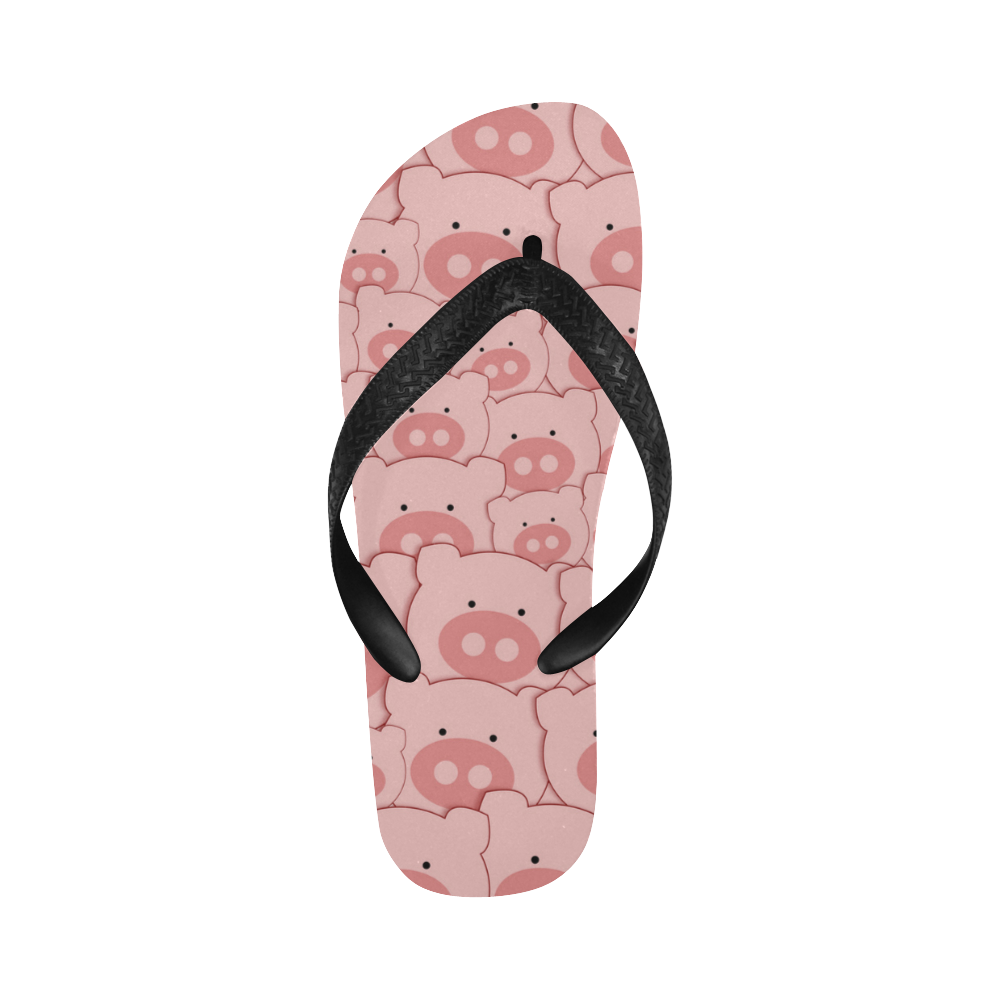 Pink Piggy Pigs Flip Flops for Men/Women (Model 040)