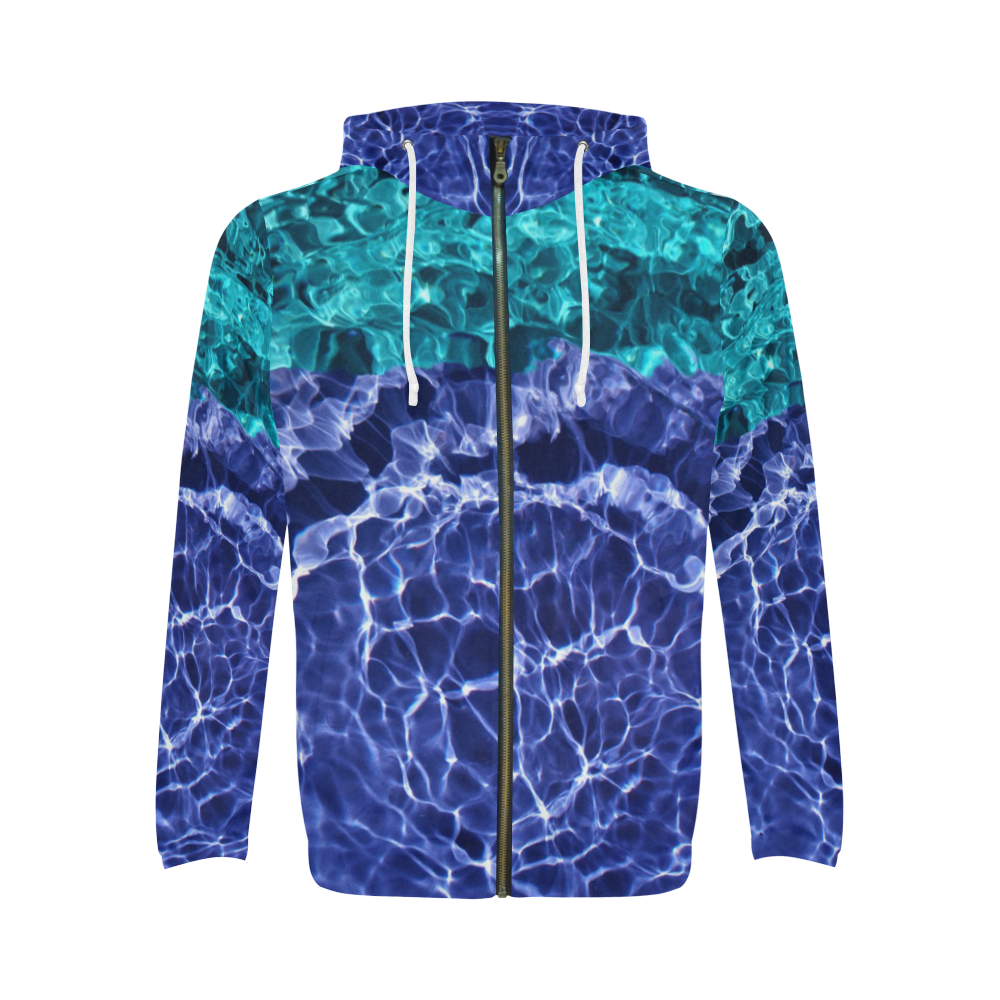 Electric Blue Globes All Over Print Full Zip Hoodie for Men (Model H14)