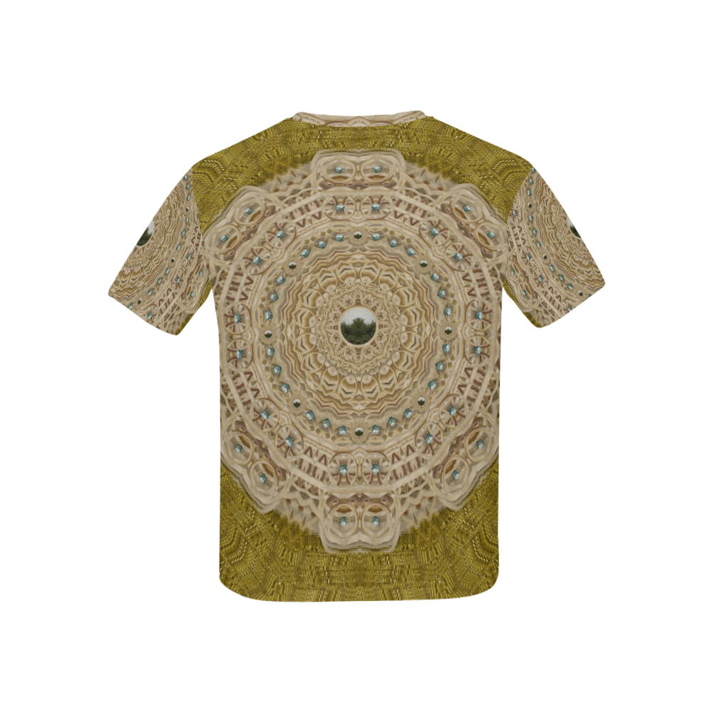 golden forest silver tree in wood mandala Kids' All Over Print T-shirt (USA Size) (Model T40)