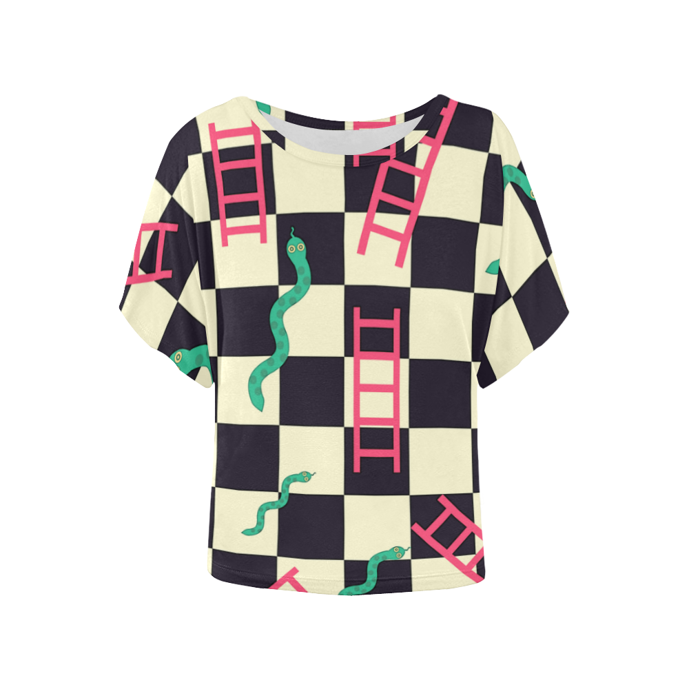 Snakes and Ladders Game Women's Batwing-Sleeved Blouse T shirt (Model T44)