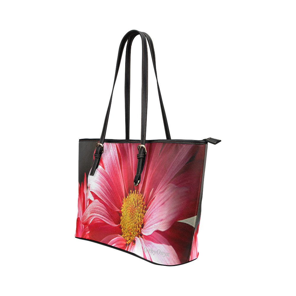 ArtbyOnyx Chrysanthemum Collection Leather Tote Bag/Small (Model 1651)