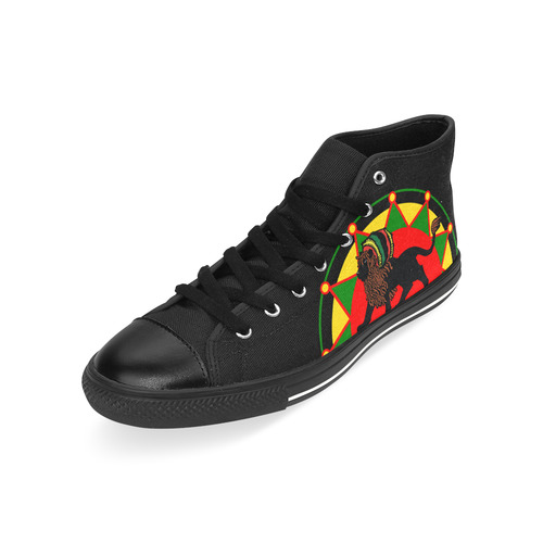 Jah King Rasta Lion Men’s Classic High Top Canvas Shoes /Large Size (Model 017)