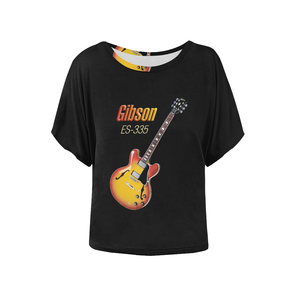 Wonderful Vintage Gibson ES-335 Women's Batwing-Sleeved Blouse T shirt (Model T44)