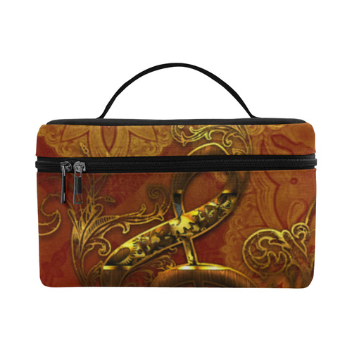 Music, clef in golden metal Cosmetic Bag/Large (Model 1658)