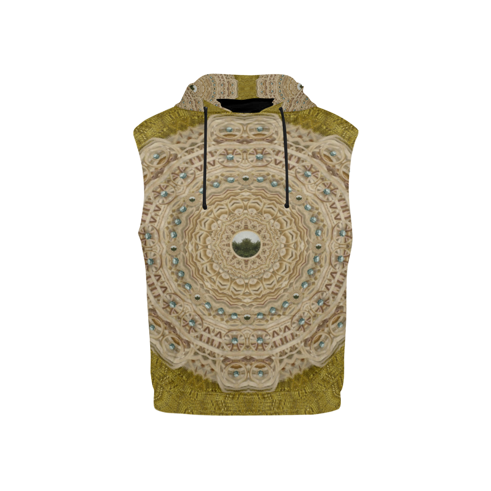 golden forest silver tree in wood mandala All Over Print Sleeveless Hoodie for Kid (Model H15)