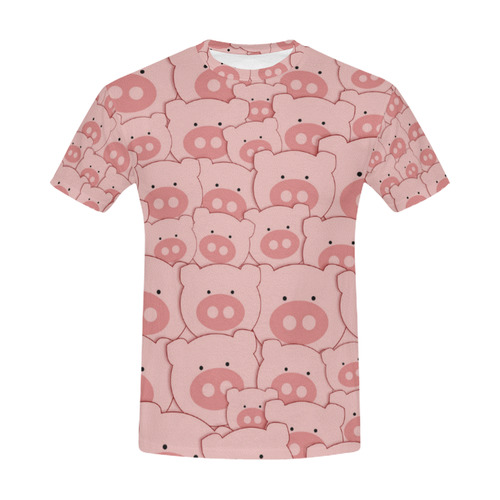 Pink Piggy Pigs All Over Print T-Shirt for Men (USA Size) (Model T40)
