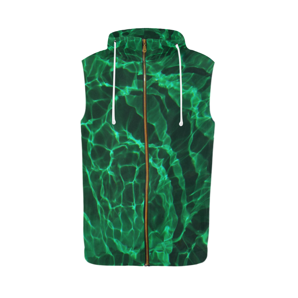 the green dive All Over Print Sleeveless Zip Up Hoodie for Men (Model H16)