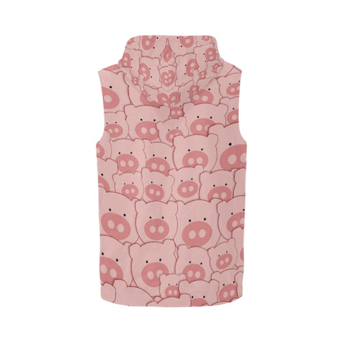 Pink Piggy Pigs All Over Print Sleeveless Zip Up Hoodie for Men (Model H16)
