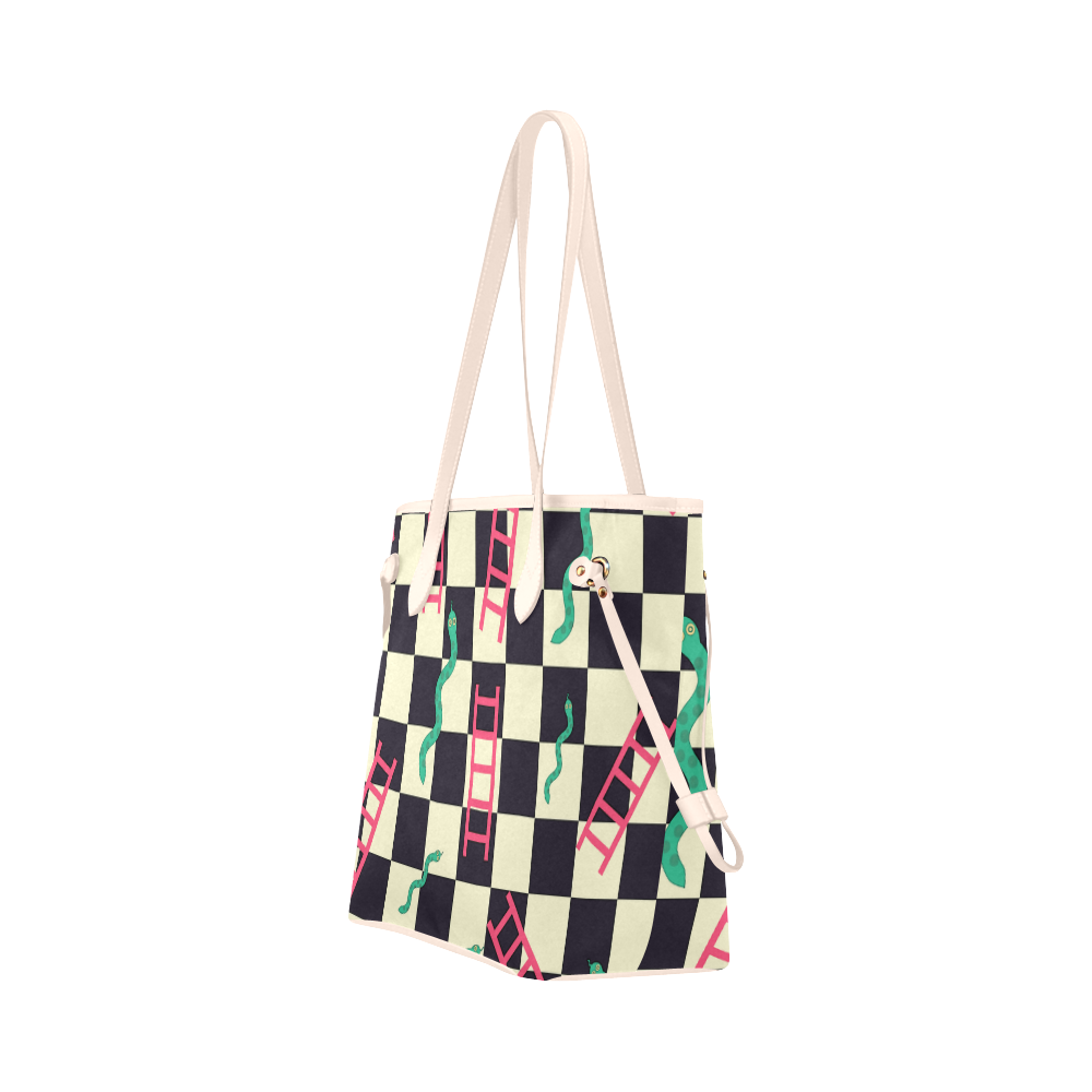 Snakes and Ladders Game Clover Canvas Tote Bag (Model 1661)