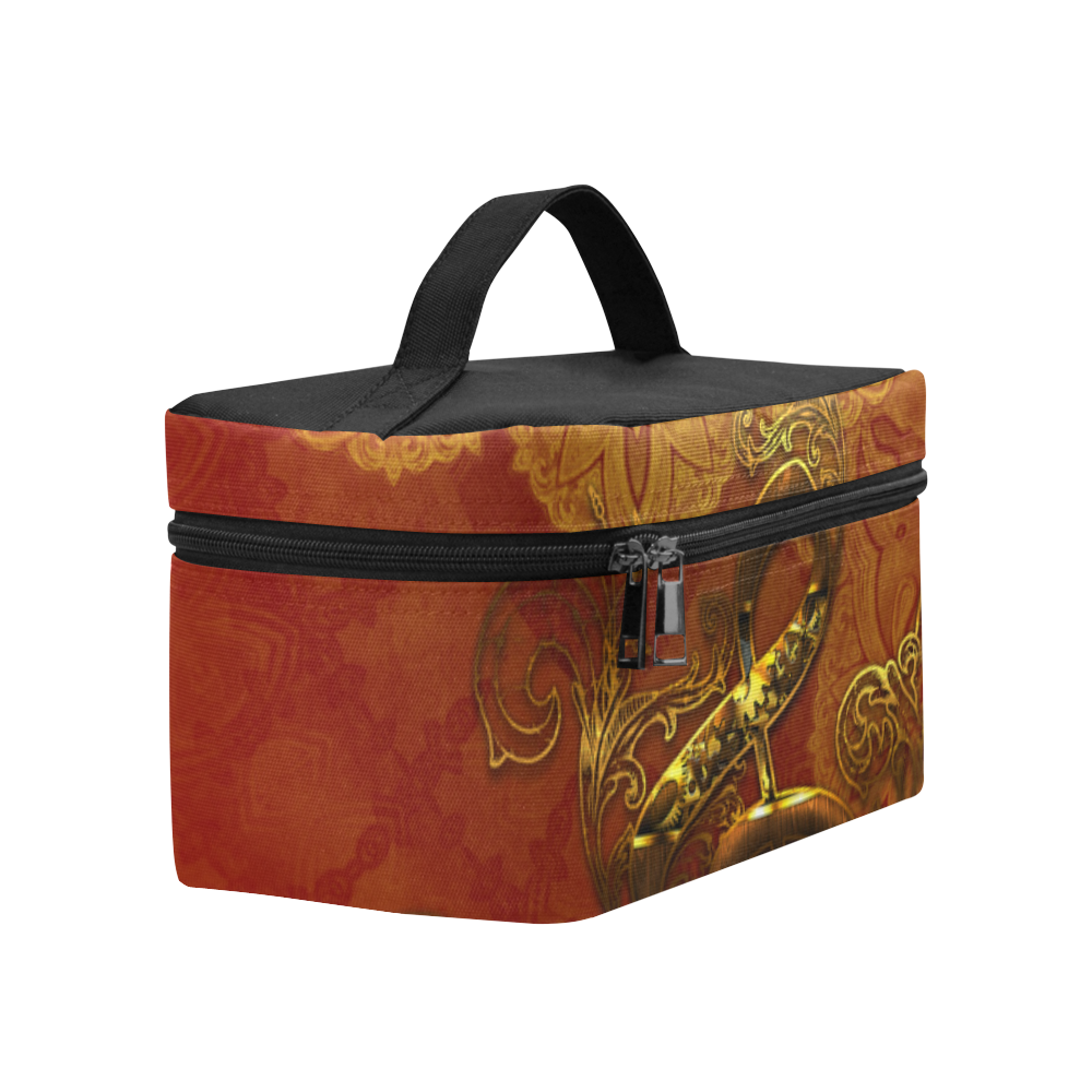 Music, clef in golden metal Cosmetic Bag/Large (Model 1658)