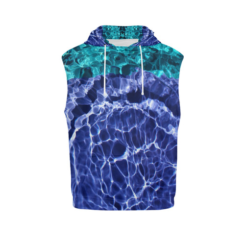 Electric Blue Globes All Over Print Sleeveless Hoodie for Men (Model H15)