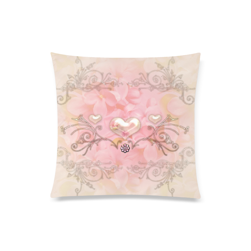 Hearts, soft colors Custom Zippered Pillow Case 20"x20"(Twin Sides)