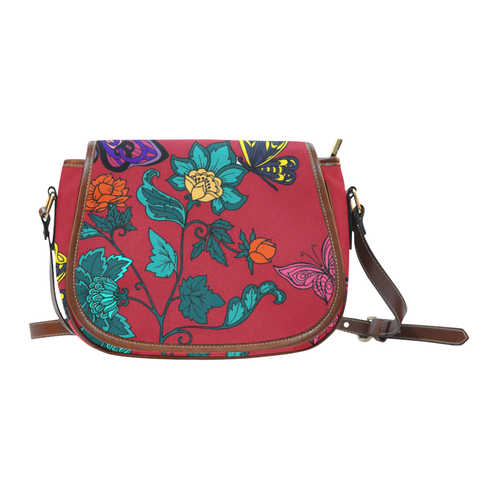 Flowers Saddle Bag/Small (Model 1649) Full Customization