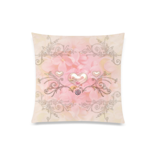 Hearts, soft colors Custom Zippered Pillow Case 20"x20"(Twin Sides)