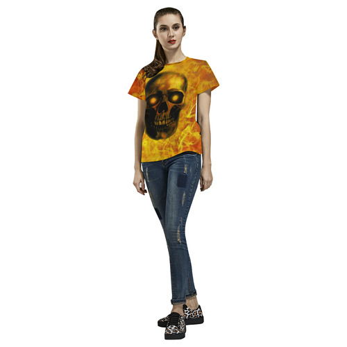 Hellfire skull All Over Print T-Shirt for Women (USA Size) (Model T40)