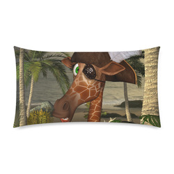 Funny giraffe as a pirate Rectangle Pillow Case 20"x36"(Twin Sides)
