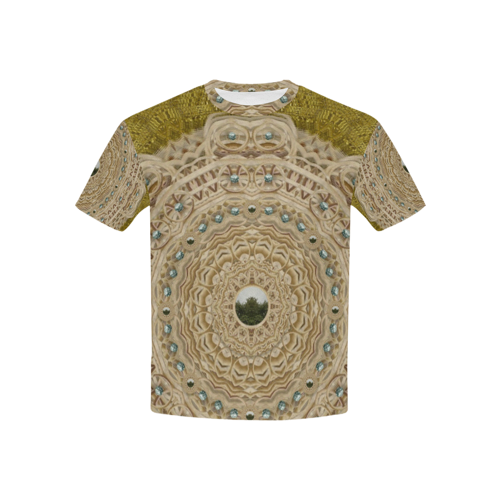 golden forest silver tree in wood mandala Kids' All Over Print T-shirt (USA Size) (Model T40)