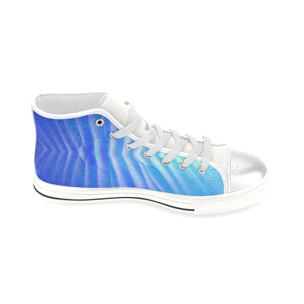 blue corner High Top Canvas Shoes for Kid (Model 017)