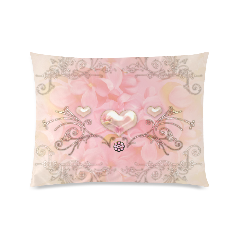 Hearts, soft colors Custom Zippered Pillow Case 20"x26"(Twin Sides)