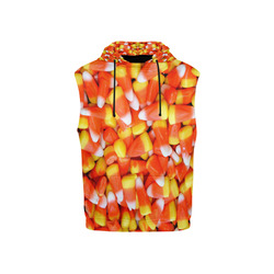 Halloween Candy Corn All Over Print Sleeveless Hoodie for Kid (Model H15)