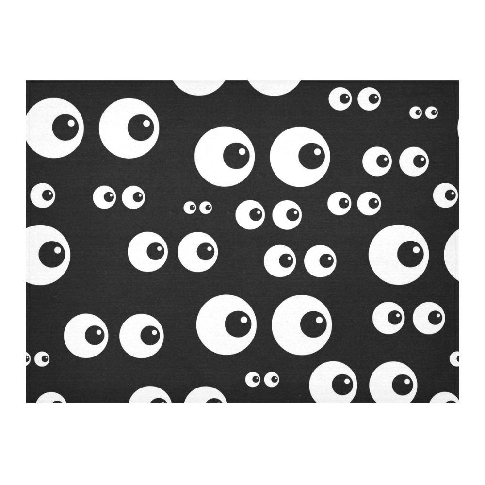 Black And White Eyes Cotton Linen Tablecloth 52"x 70"