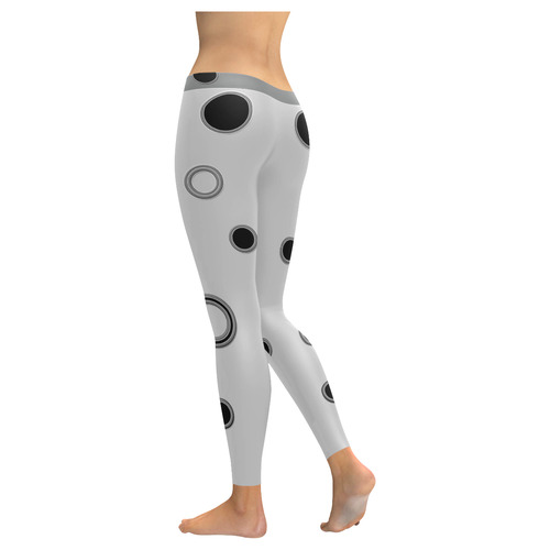 Black Polka Dots Women's Low Rise Leggings (Invisible Stitch) (Model L05)