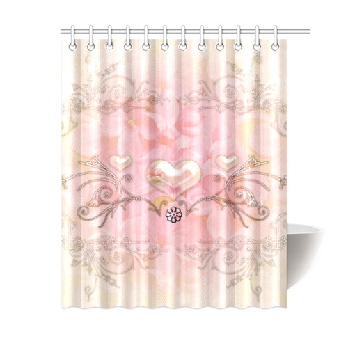 Hearts, soft colors Shower Curtain 60"x72"