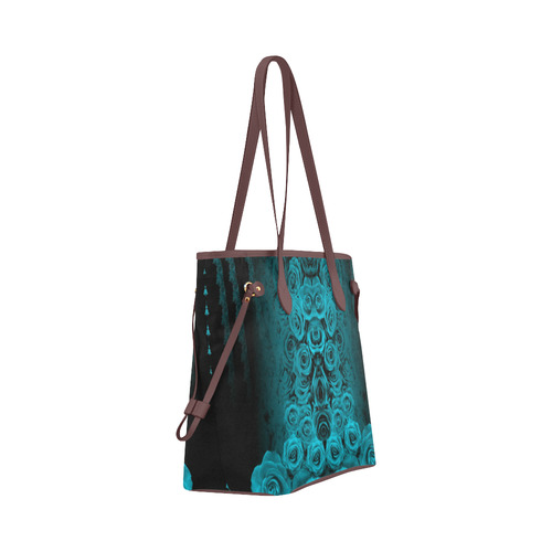 rose 2 turquoise Clover Canvas Tote Bag (Model 1661)